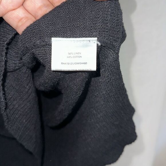 EILEEN FISHER M BLACK SHORT SLEEVE KNIT CREWNECK TOP - Picture 8 of 10